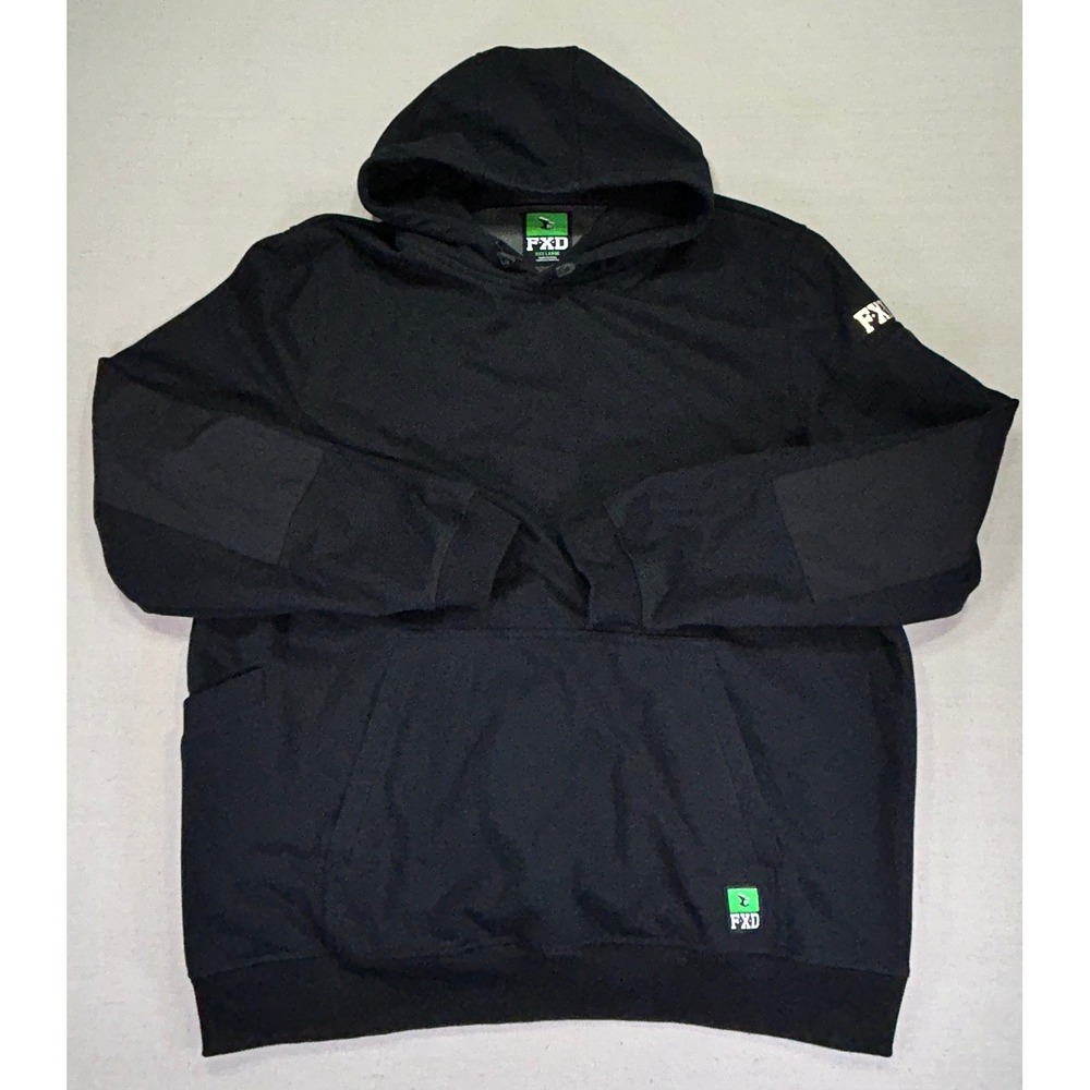 FXD Men's XXX-Large Heavy Black Hoodie Elbow‎ Pads Sweatshirt Waffle Liner